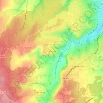 Les Batelières topographic map, elevation, terrain