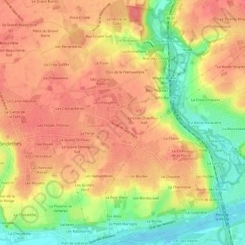 La Borde topographic map, elevation, terrain