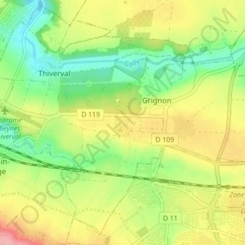 Parc de Folleville topographic map, elevation, terrain
