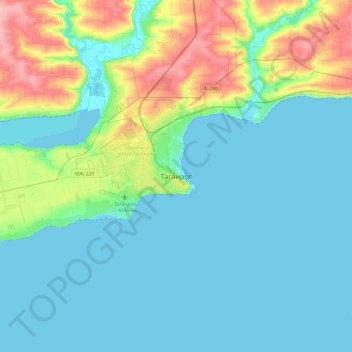 Taganrog topographic map, elevation, terrain