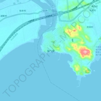 海门镇 topographic map, elevation, terrain