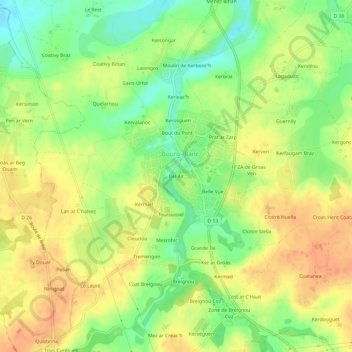 Bel Air topographic map, elevation, terrain