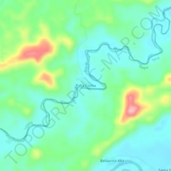 Palta Cocha topographic map, elevation, terrain
