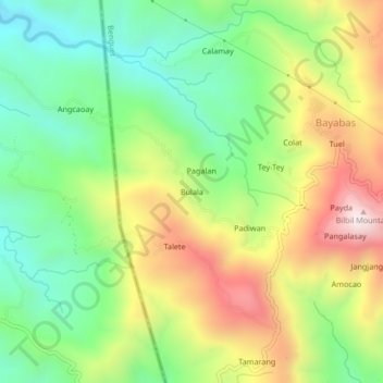 Bulala topographic map, elevation, terrain