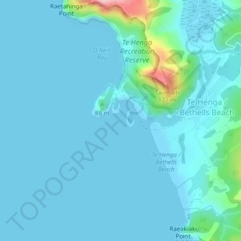 Waitākere Bay topographic map, elevation, terrain