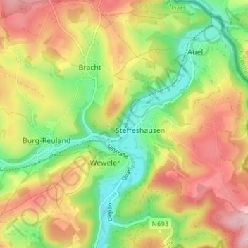 Reuland-Bahnhof topographic map, elevation, terrain
