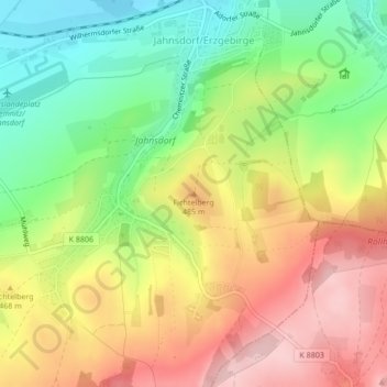 Fichtelberg topographic map, elevation, terrain