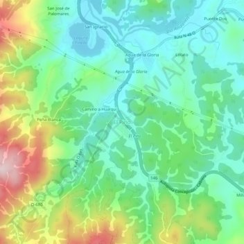 El Pino topographic map, elevation, terrain