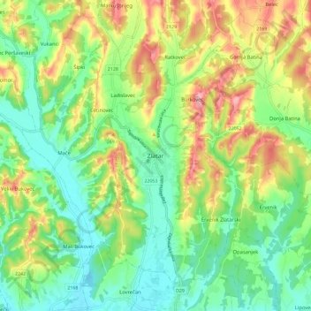 Zlatar topographic map, elevation, terrain
