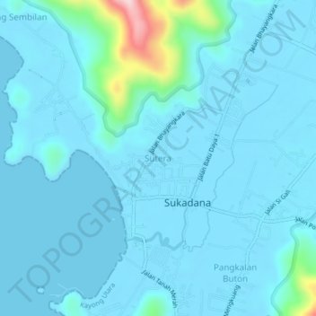 Sutera topographic map, elevation, terrain