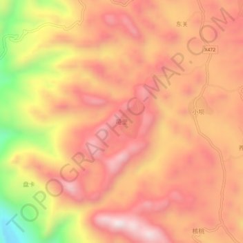 哑里 topographic map, elevation, terrain