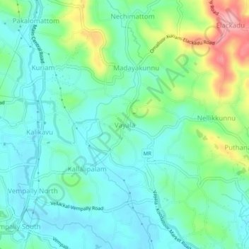 Vayala topographic map, elevation, terrain