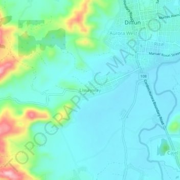 Liwayway topographic map, elevation, terrain