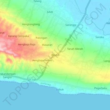 Bluto topographic map, elevation, terrain