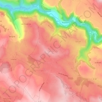Barriac topographic map, elevation, terrain