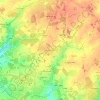 Les Courrères topographic map, elevation, terrain