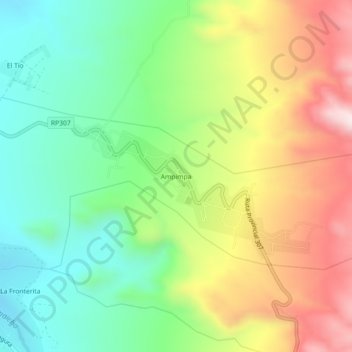 Ampimpa topographic map, elevation, terrain