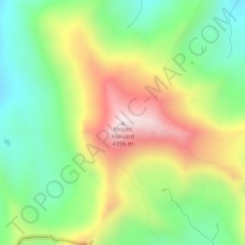 Mount Harvard topographic map, elevation, terrain