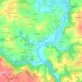 Loge-Coucou topographic map, elevation, terrain