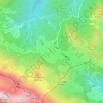 Casera Razzo topographic map, elevation, terrain