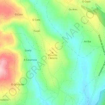 Pena do Caldeiro topographic map, elevation, terrain