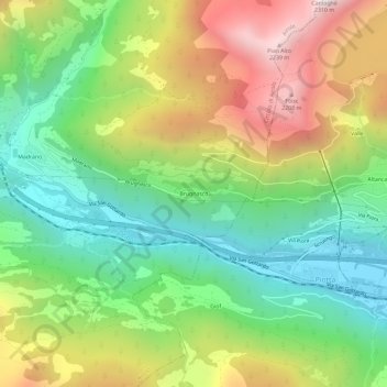 Brugnasco topographic map, elevation, terrain