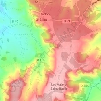 Montpinçon topographic map, elevation, terrain