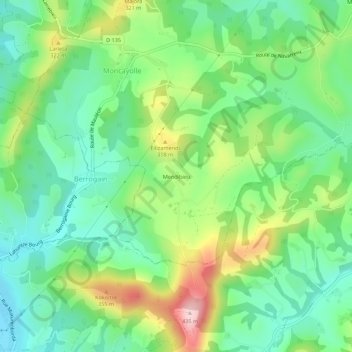 Mendibieu topographic map, elevation, terrain
