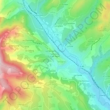 Saint-Victor topographic map, elevation, terrain