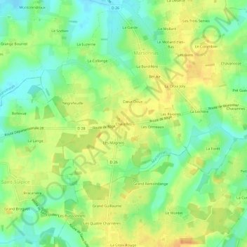 Chazelles topographic map, elevation, terrain