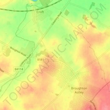 Sutton in the Elms topographic map, elevation, terrain
