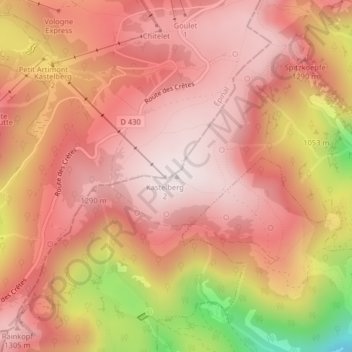 Kastelberg topographic map, elevation, terrain