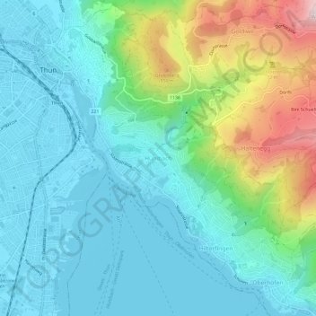 Hünibach topographic map, elevation, terrain