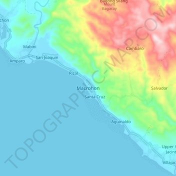 Macrohon topographic map, elevation, terrain