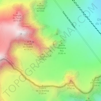 Le Grand Capucin topographic map, elevation, terrain