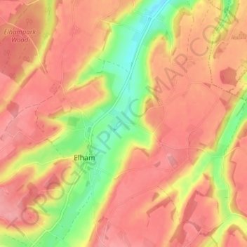 North Elham topographic map, elevation, terrain