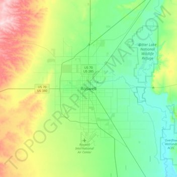 Roswell topographic map, elevation, terrain