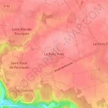 Le Bosc Yves topographic map, elevation, terrain