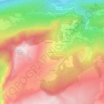 La Cafetaz topographic map, elevation, terrain