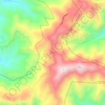 Chail topographic map, elevation, terrain