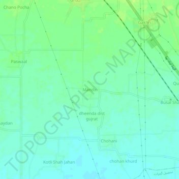 Mandir topographic map, elevation, terrain
