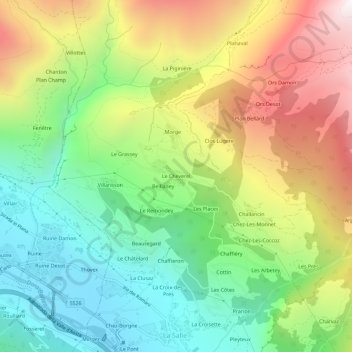 Le Cheverel topographic map, elevation, terrain