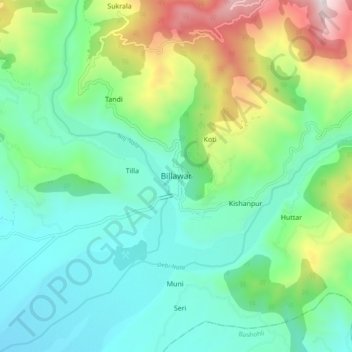 Billawar topographic map, elevation, terrain