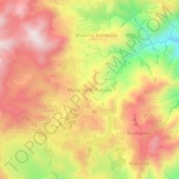 Mulenge Kishagala topographic map, elevation, terrain