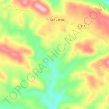 San Calixto topographic map, elevation, terrain