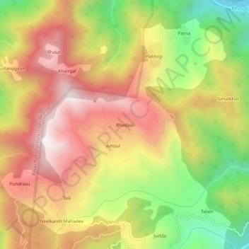 Bhadasi topographic map, elevation, terrain