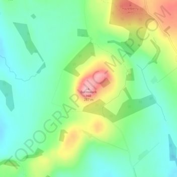 Burnswark Hill topographic map, elevation, terrain