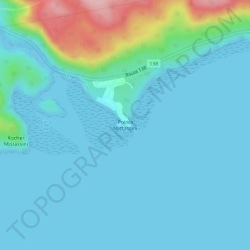 Pointe Mistassini topographic map, elevation, terrain