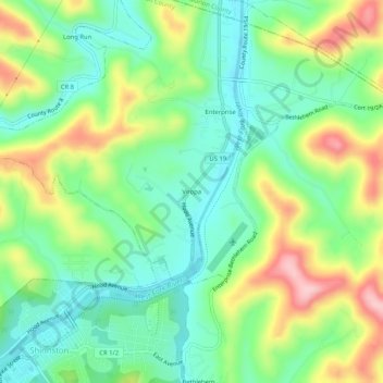 Viropa topographic map, elevation, terrain