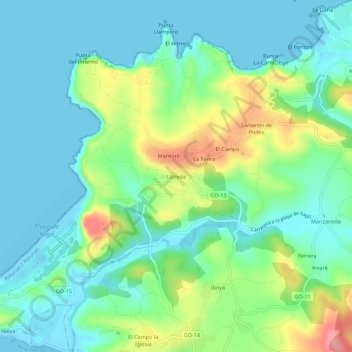 Lloreda topographic map, elevation, terrain